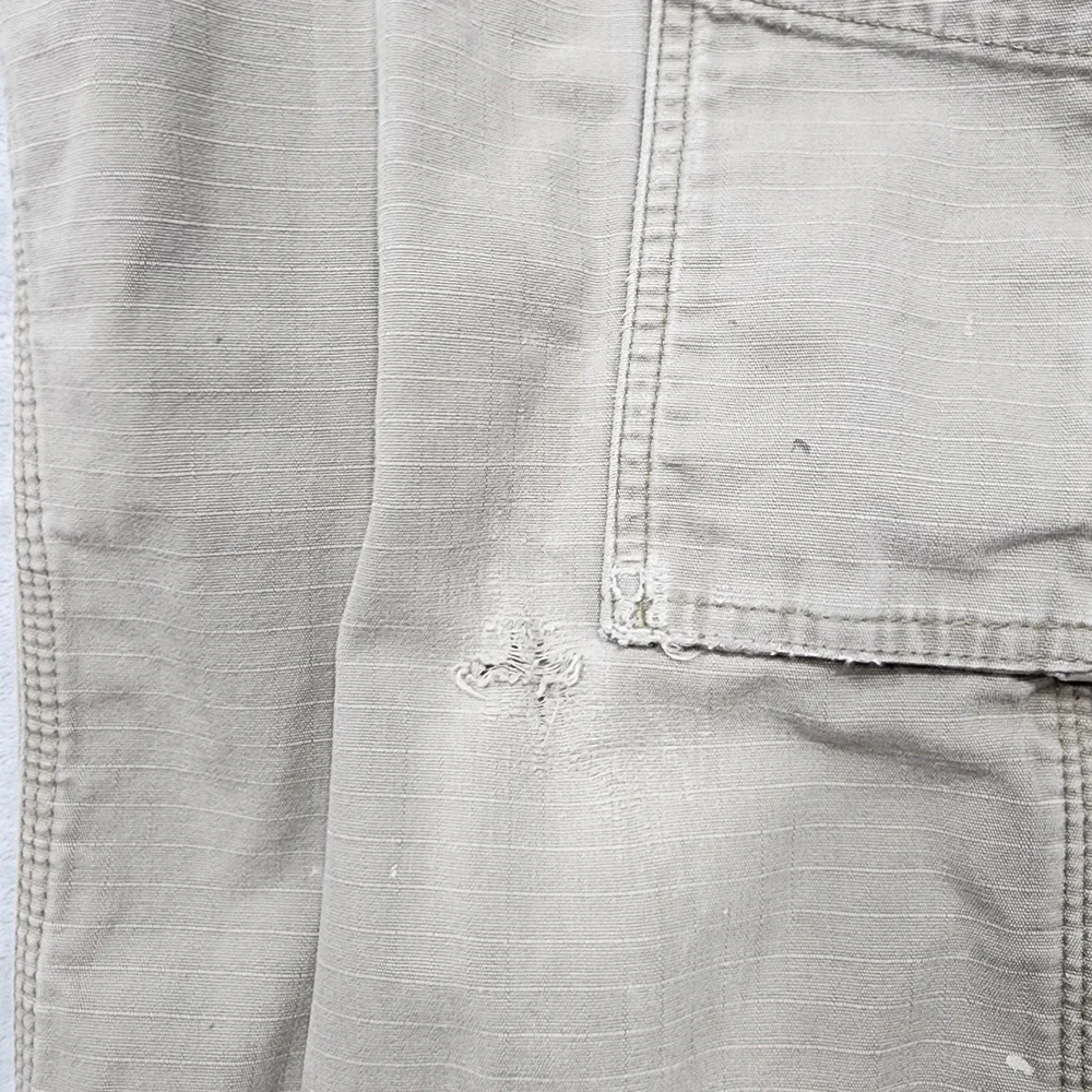 Carhartt Pants Mens 32x30* Beige Relaxed Fit Double Front Ripstop Cargo Utility